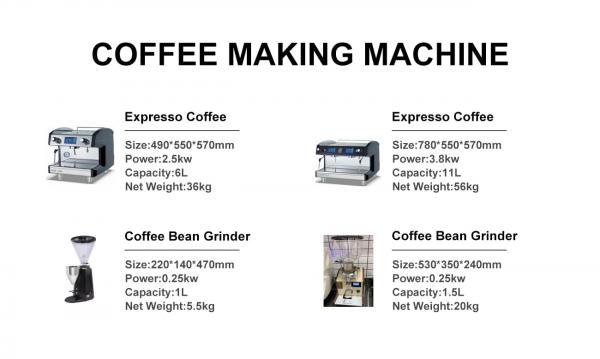 equipment for the coffee trailers