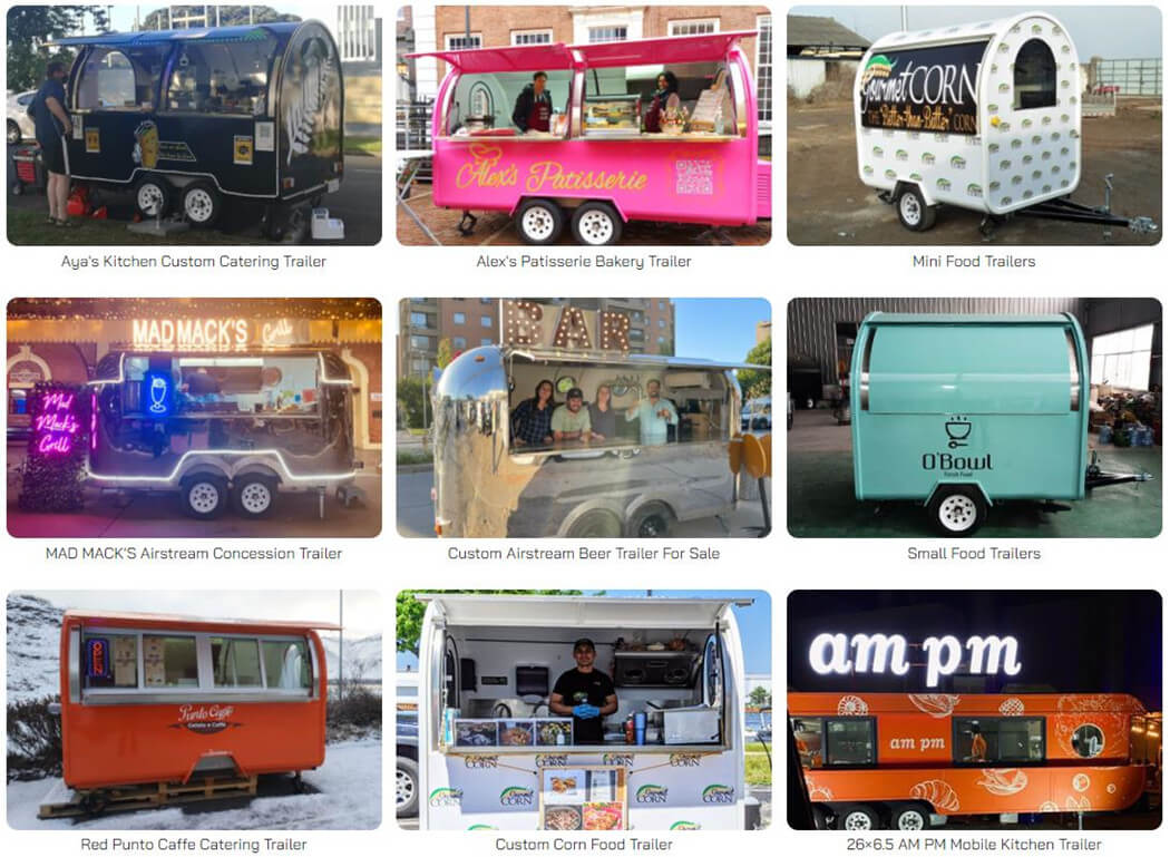 different typs of food trailers