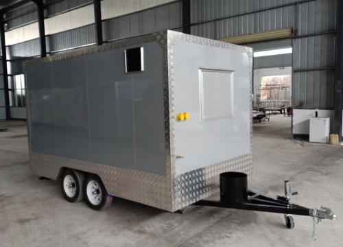 the rear of custom corn food trailer