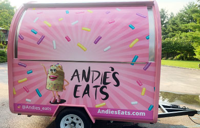 Pink dessert food trailer