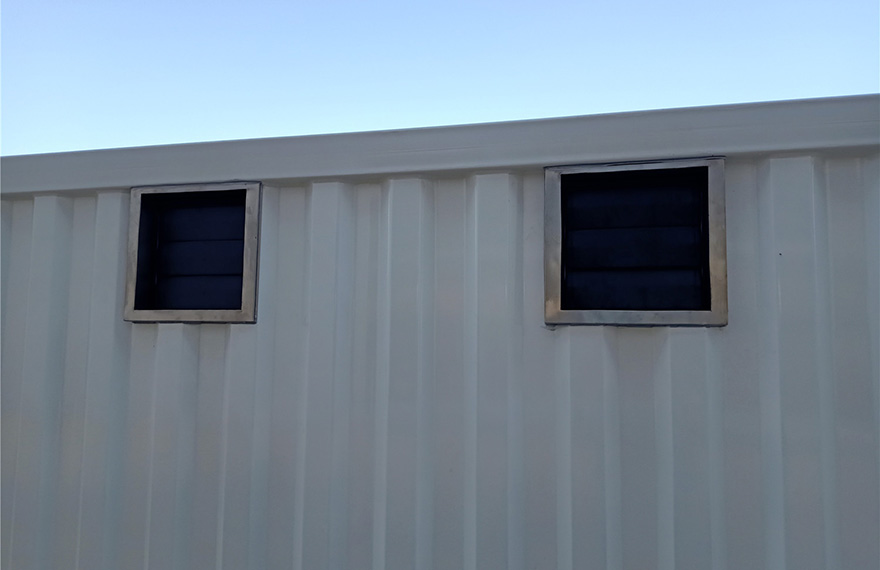 the air vends of a shipping container bar