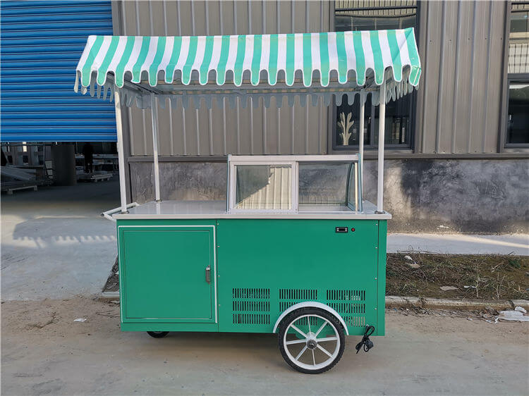 Mobile Portable Ice Cream And Hot Dog Cart With Freezer