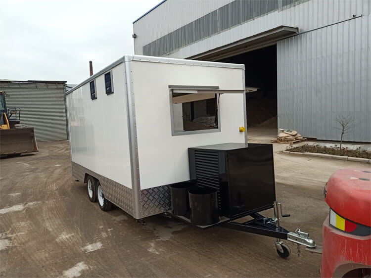 The Double Axle White Color Square Shape Coffee Catering Trailer For Sale
