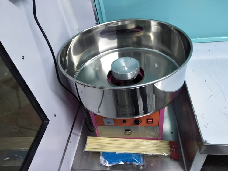 cotton candy machine in the mini food trailer