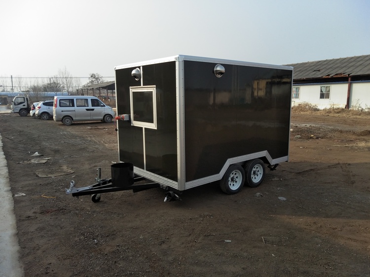 the side of the enclosed hot dog trailer for sale