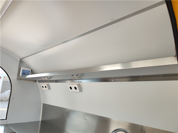 wall shelves in mobile food kiosk