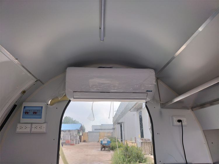 interior of the mini donut trailer for sale