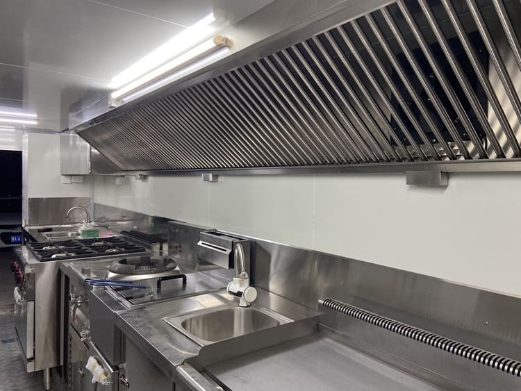 custom large mobile catering trailer inside