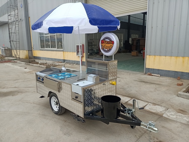 High-end American Hot Dog Cart with Grill and Fryer for Sale