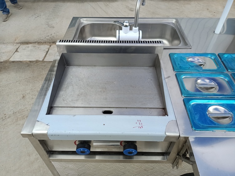 mobile hot dog cart with gas griddle