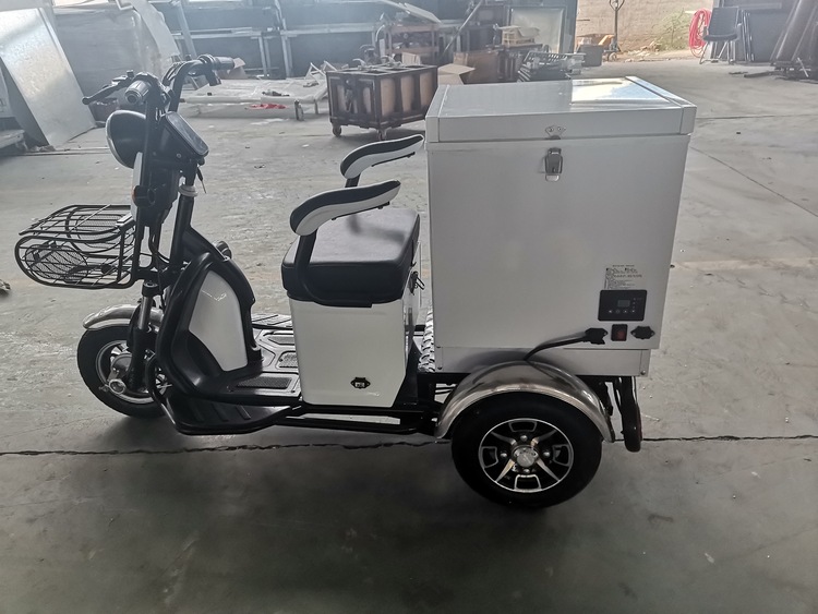Small Electric Motorcycle Ice Cream Cart with Fridge for Sale