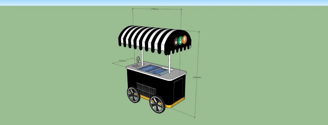 vintage gelato cart for wedding design drawing