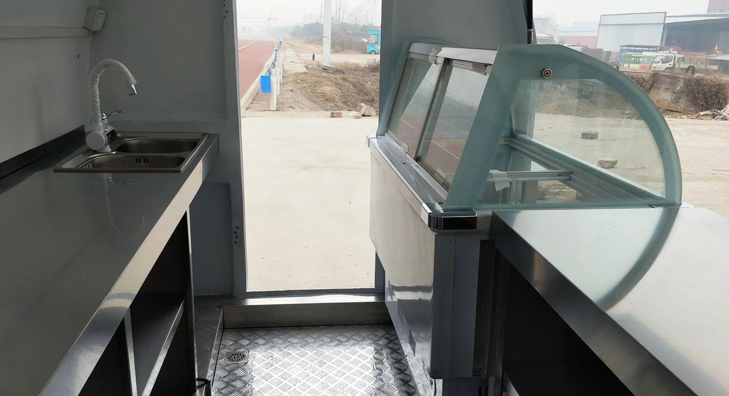 vintage ice cream concession trailer truck with gelato display