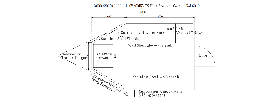 ice cream concession trailer floor plan