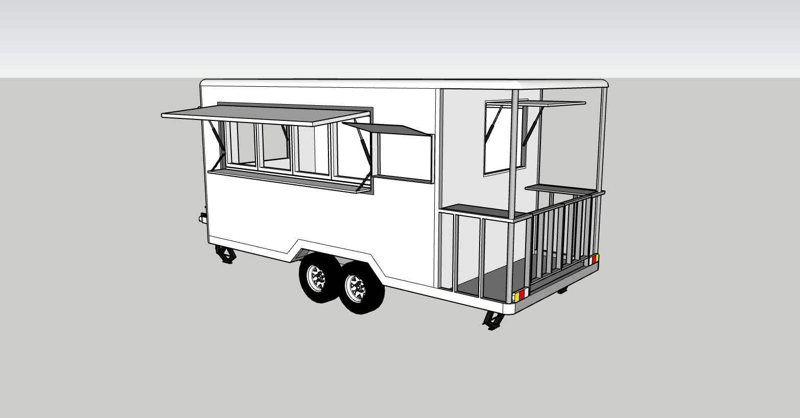 the model of the custom bbq porch trailer for sale