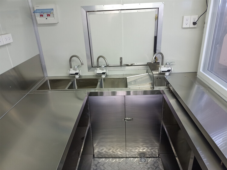 large custom made concession trailer with 3 compartment water sink