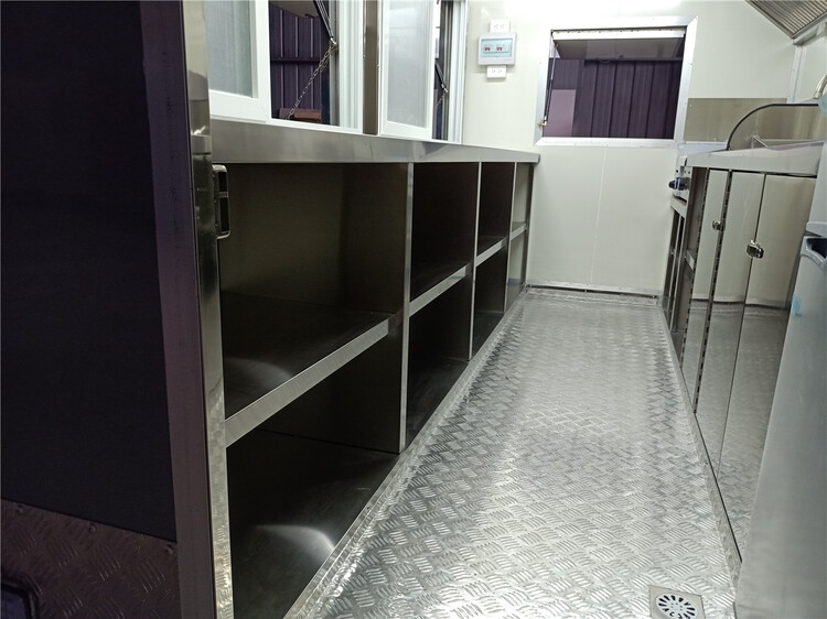 the interior design of the mobile commercial kitchen trailer