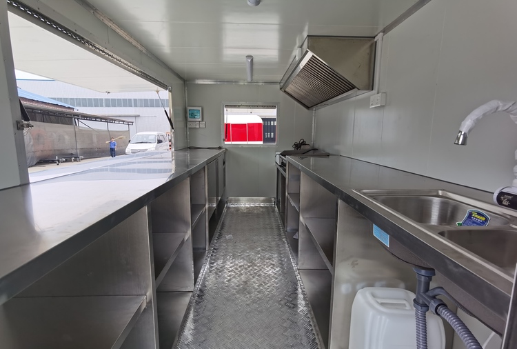 the kitchen layout of the lunch trailers for sale