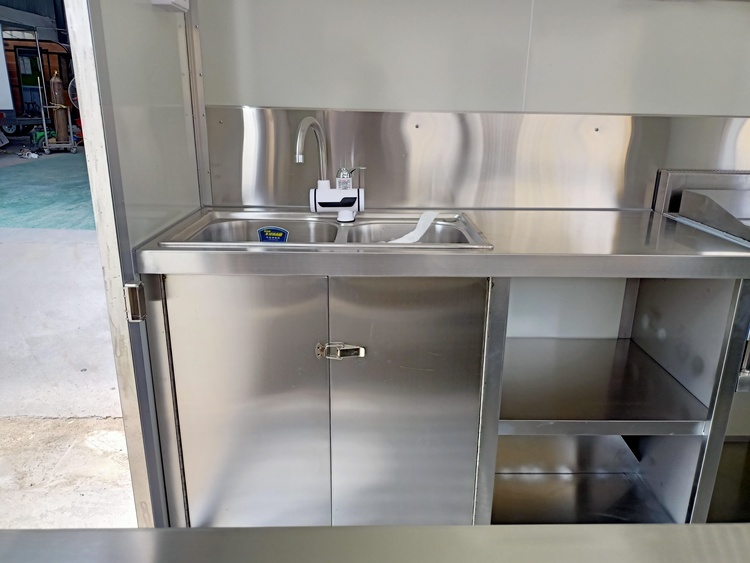2 compartment water sink in the 8ft small food trailer
