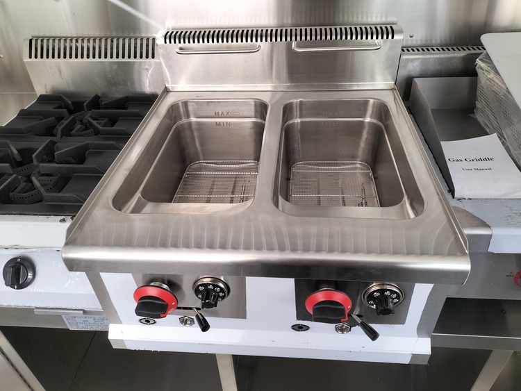 gas fryer in the 16ft fully equipped mobile kitchen for fast food