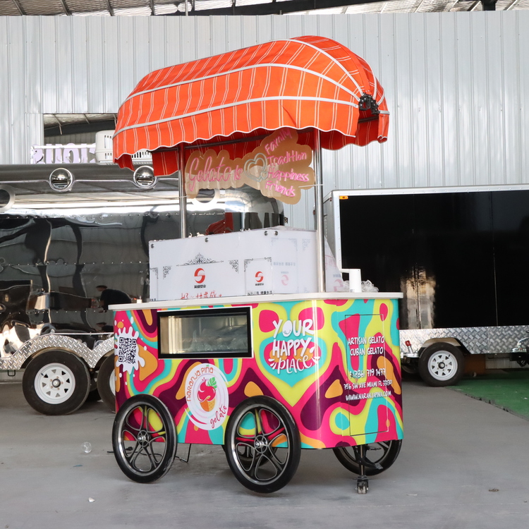 Cheap Ice Cream Push Cart with Freezer