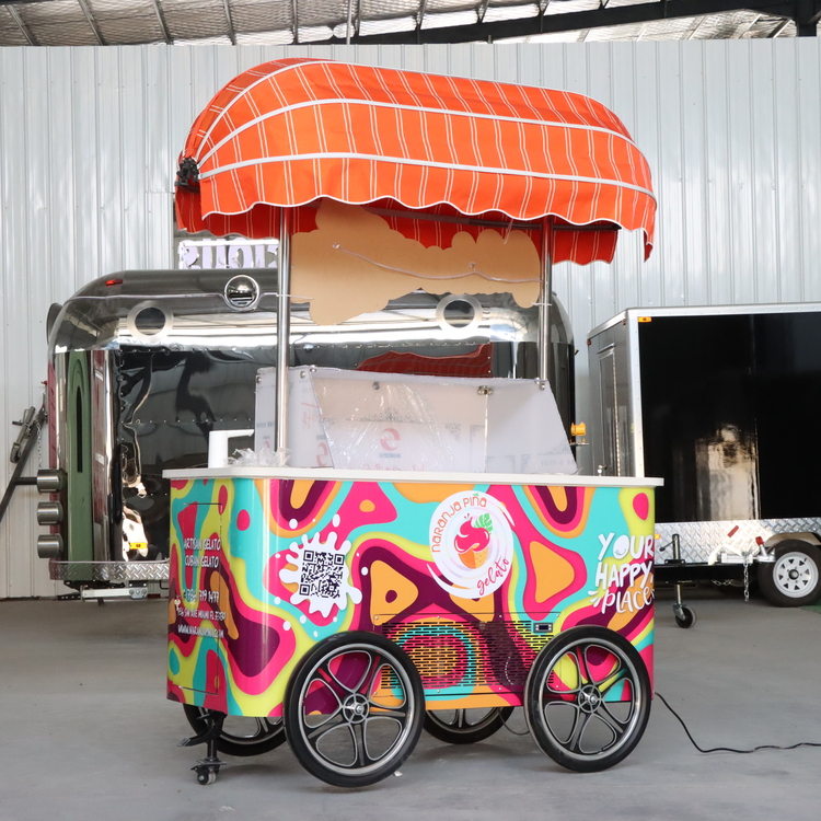 Cheap Ice Cream Push Cart with Freezer
