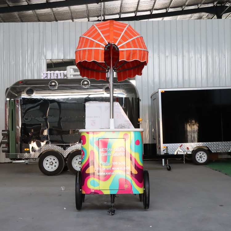 Cheap Ice Cream Push Cart with Freezer