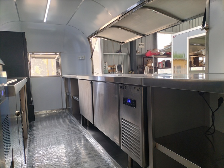 fully equipped airstream bar trailer inside
