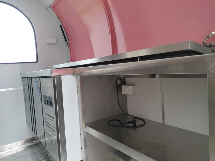 inside of the small mobile ice cream trailer for sale
