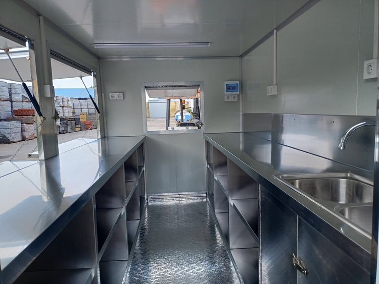the inside design of the custom food truck for sale