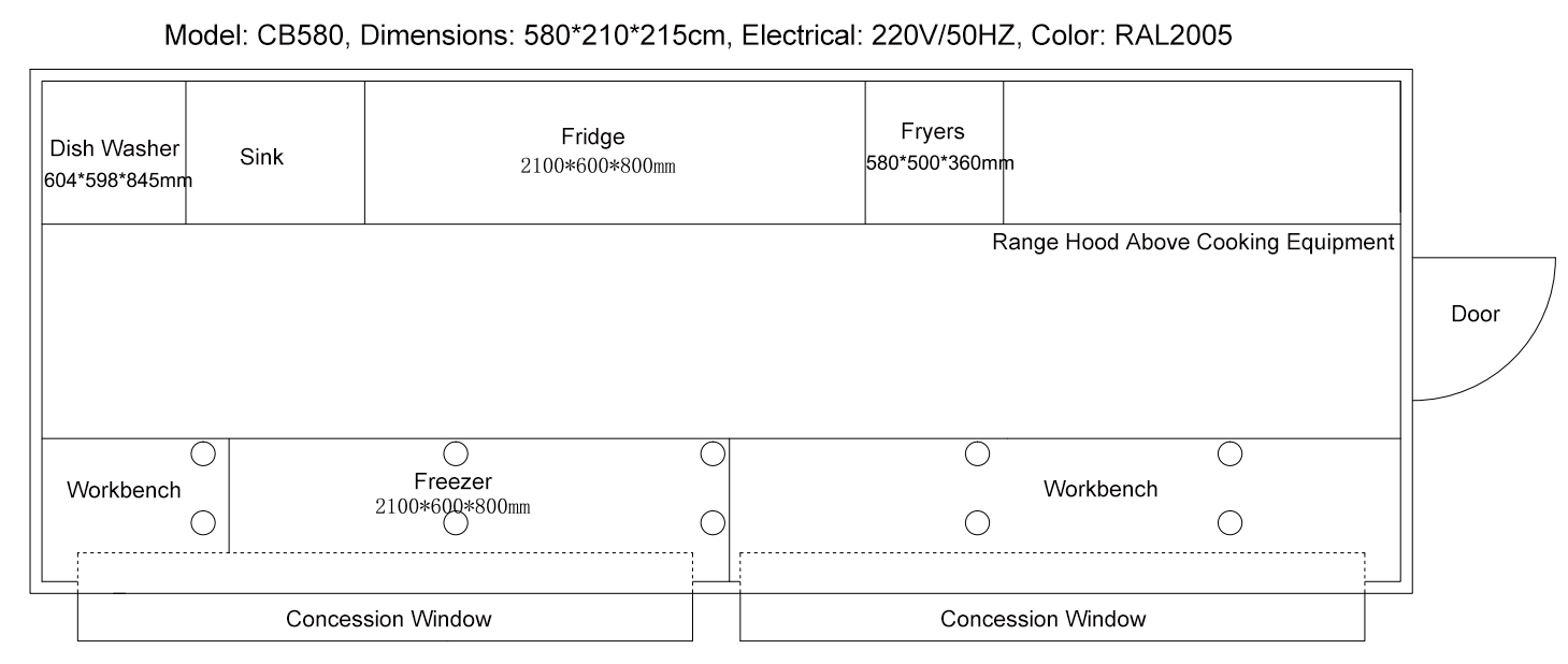 container commercial kitchen floor plant