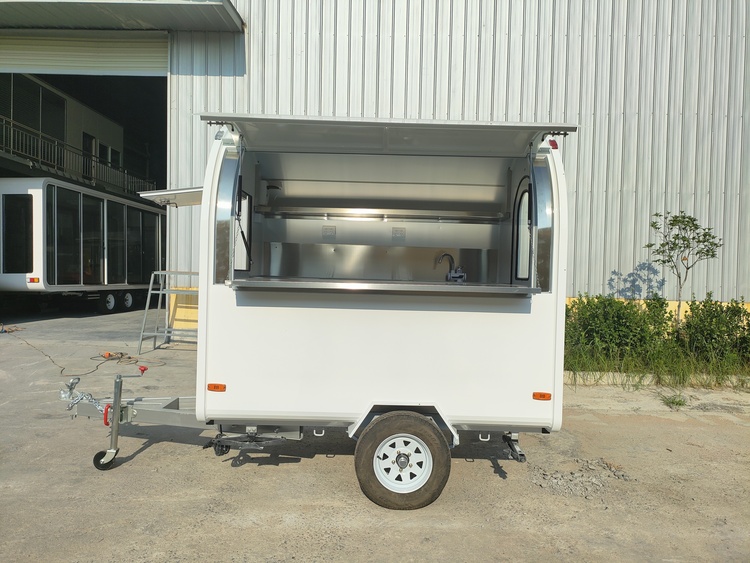 Compact Small White Food Cart