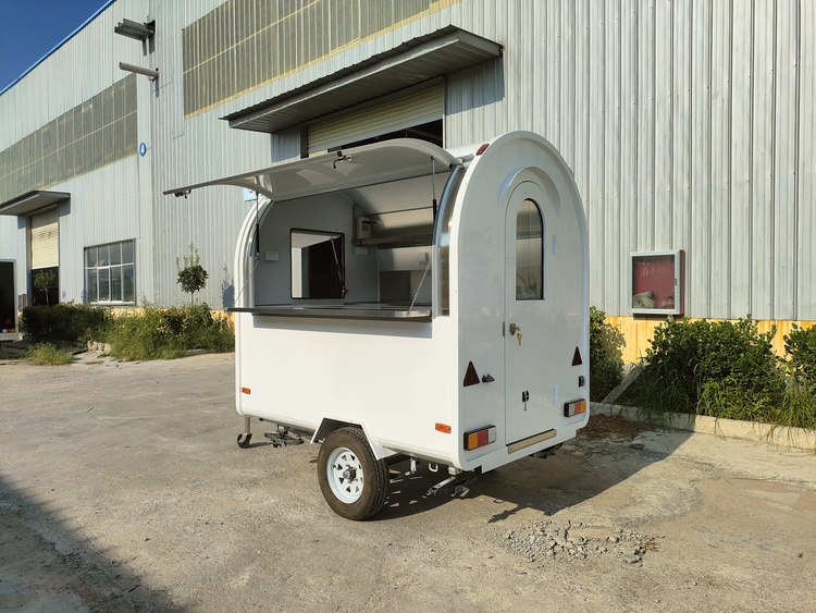 Compact Small White Food Cart
