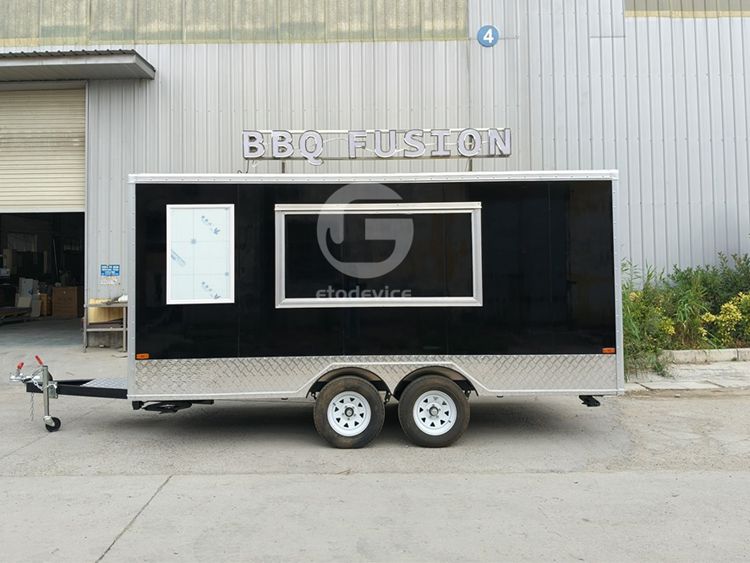 Portable BBQ Trailer Mobile Kitchen With Smoke Hood