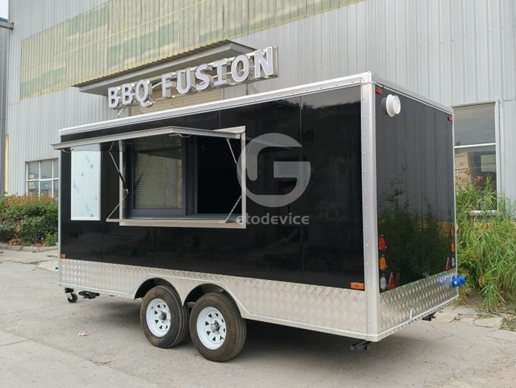 Portable BBQ Trailer Mobile Kitchen With Smoke Hood