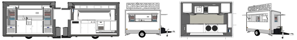 layout of Small Food Trailer for Sale in Italy