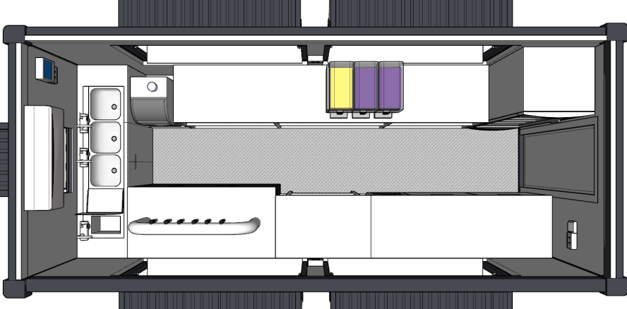 layout of the 18ft container kitchen