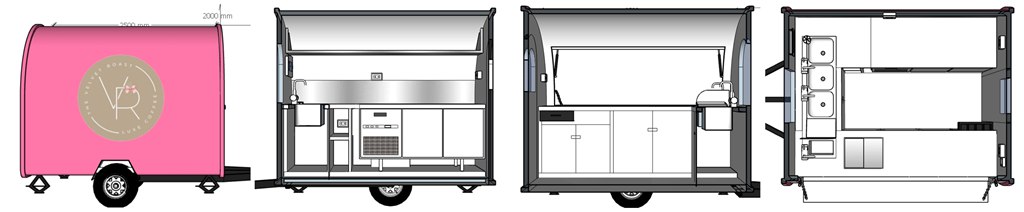 layout design of the pink food trailer