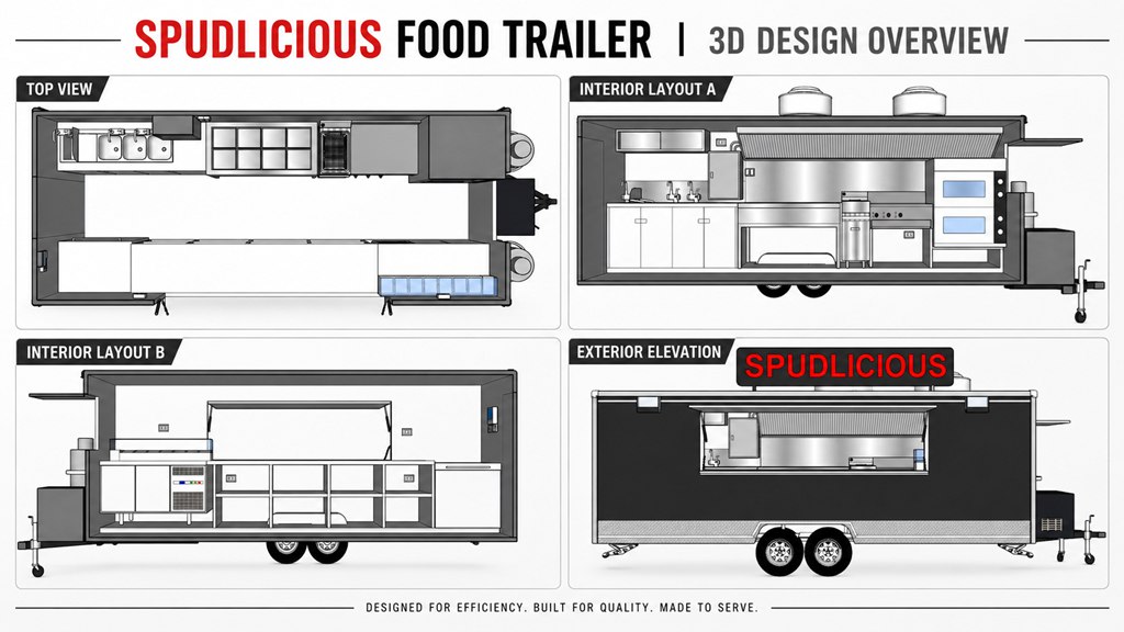 3d design of the pizza food trailer
