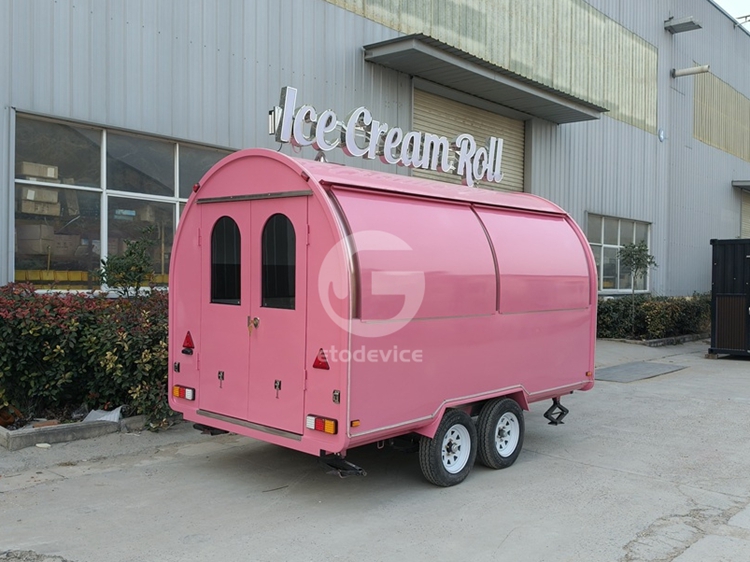  FR350WD Pink Ice Cream Roll Food Trailer